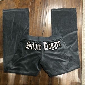 Silver Dagger Grey Velour Track Pants